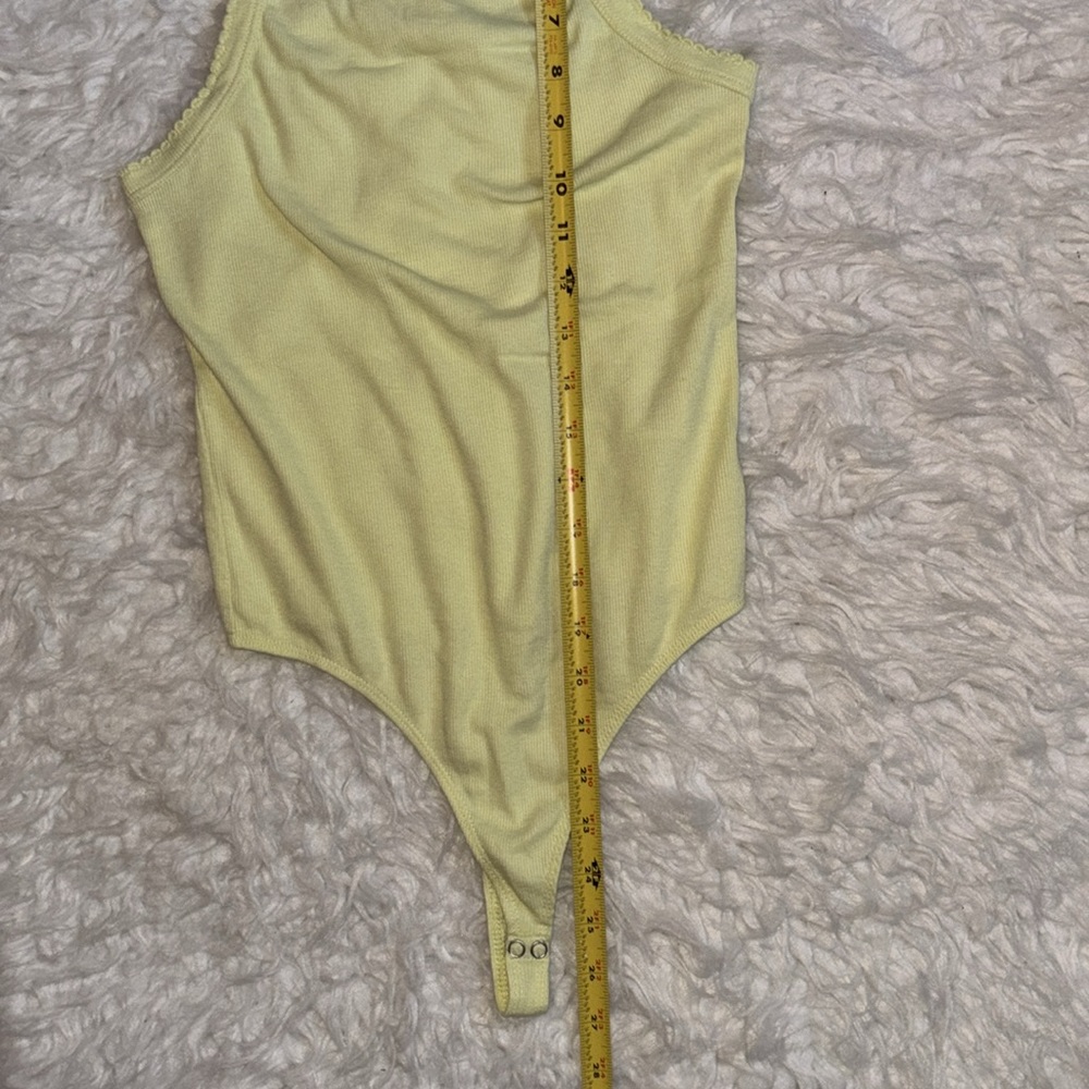 BP Square Neck Bodysuit Ribbed Yellow, Size Small - Picture 5 of 14